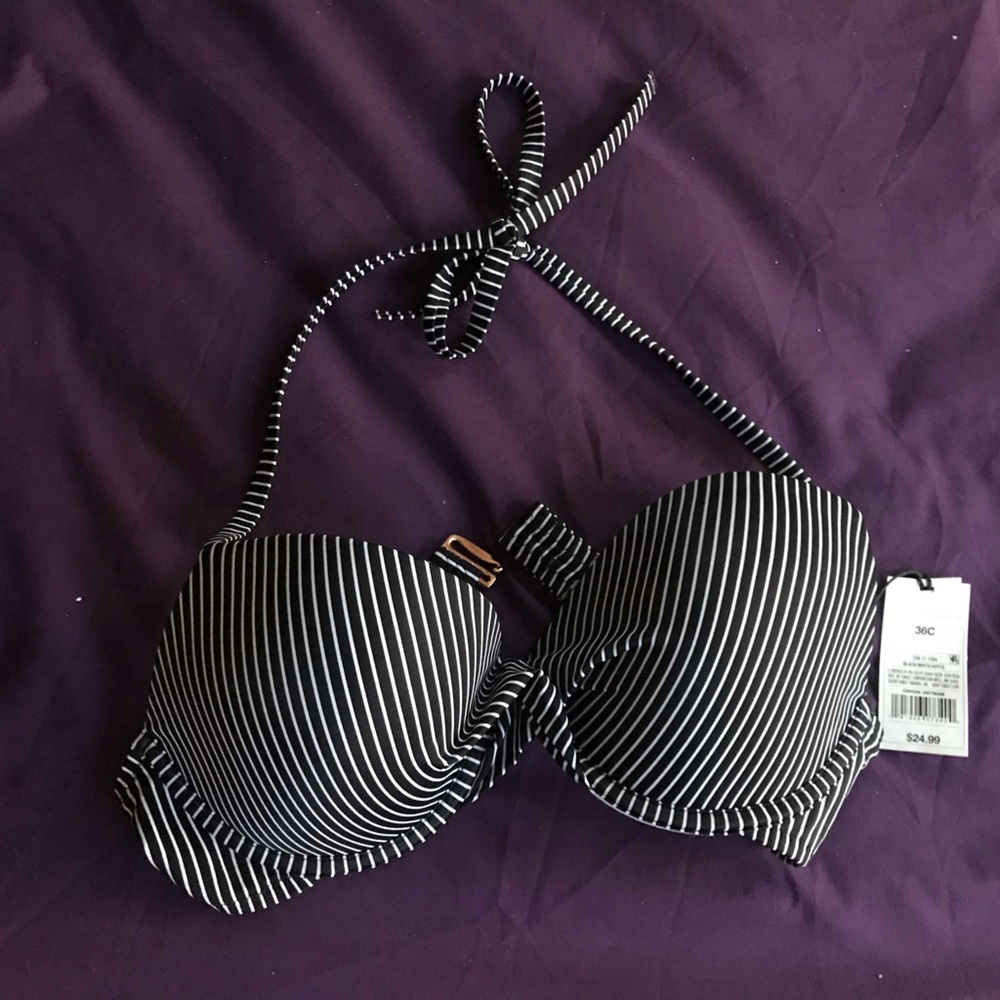 Black & White Striped Bikini Top (36C)